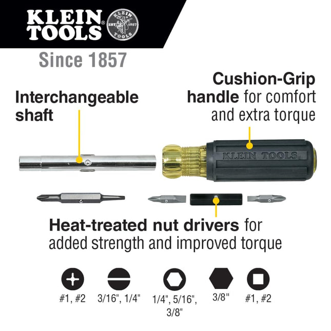 Klein Tools 32557 Heavy-Duty Multi-Bit Screwdriver/Nut Driver