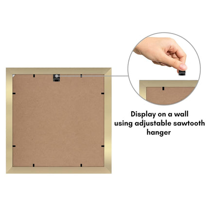 Americanflat 11x11 Picture Frame in Gold - Displays 8x8 With Mat and 11x11 Without Mat - Composite Wood with Shatter Resistant Glass - Horizontal and Vertical Formats for Wall