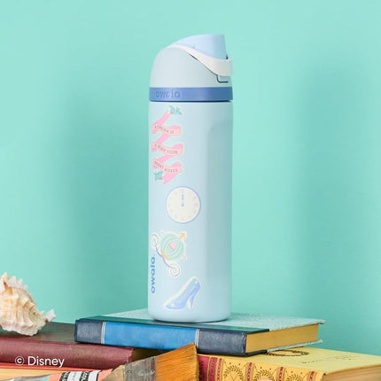 Owala Disney Princess FreeSip Insulated Stainless Steel Water Bottle with Straw for Sports and Travel, BPA Free, 24oz, Cinderella