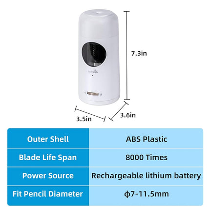 tenwin Fully Automatic Electric Pencil Sharpener for 7-11.5mm Pencils