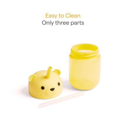 Munchkin Gentle Transition Honey Bear Straw Cup for Babies and Toddlers 6 Months and Up, Squeezable Sippy Bottle for Easy Drinking, 9 Ounce, Yellow