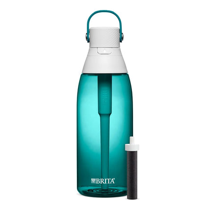 Brita Insulated Filtered Water Bottle with Straw, Reusable, Christmas Gift and Stocking Stuffer For Men and Women, BPA Free Plastic, Sea Glass, 36 Ounce
