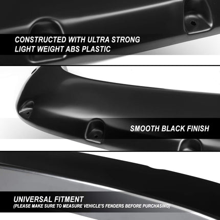 DNA Motoring WF-81012-MBK, 4 piezas, diseño remachado tipo "Pocket", guardabarros para ruedas