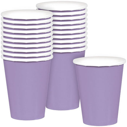 Vasos de Papel Lila Vibrante Amscan (Paquete de 20) - 266 ml. - Perfectos para Fiestas, Reuniones, Picnics y Uso Doméstico