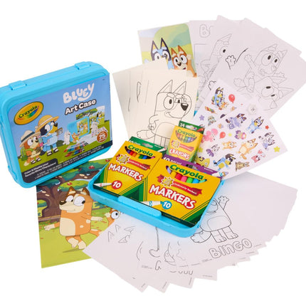 Estuche de arte Crayola Bluey Crea y Colorea (más de 75 piezas), páginas para colorear y pegatinas de Bluey, kit de arte para niños, regalo de Bluey para niñas y niños, a partir de 5 años.