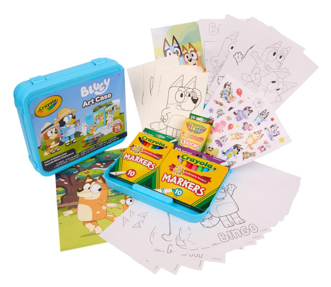 Crayola Bluey Create & Color Art Case (75+pcs), Bluey Coloring Pages & Stickers, Kids Art Kit, Bluey Gift for Girls & Boys, 5+