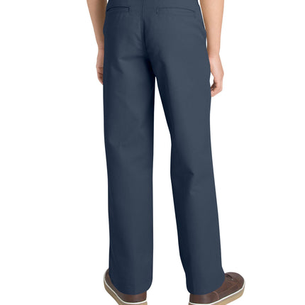 Dickies Boys' Flex Waist Flat Front Pant, Dark Navy V1, 14 Husky