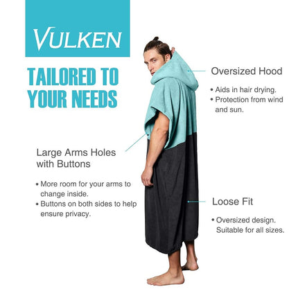 VULKEN Portable Changing Robe, Surf Poncho for Beach & Water Activities