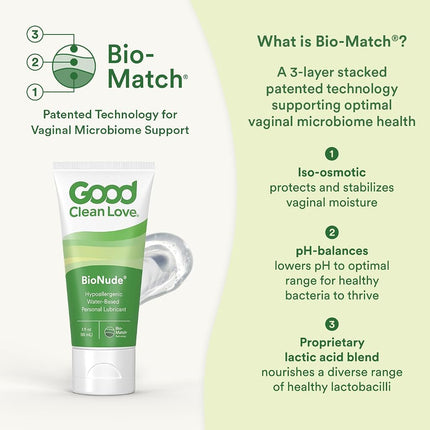 Good Clean Love BioNude Ultra Sensitive Personal Lubricant, Water-Based & Hypoallergenic Lube, Safe for Sex Toys & Condoms, Sexual Wellness Gel for Men & Women, 3 Oz