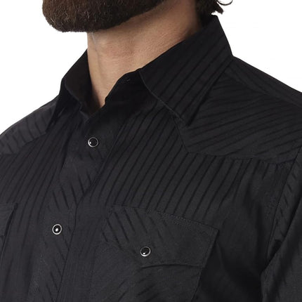 Wrangler Men's 75214bkt button down shirts, Black, L Tall UK