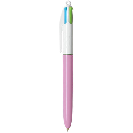 BIC 4-Color Grip Ballpoint Pen, Blue Barrel, Medium Point (1.0mm), Assorted Inks, 3-Count