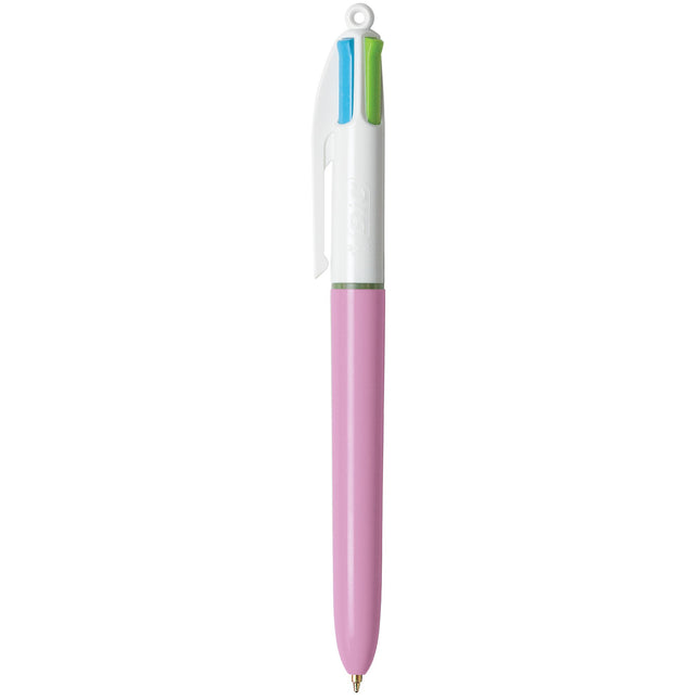 Bolígrafo BIC 4 Colores Grip, Barril Azul, Punta Mediana (1.0mm), Tintas Surtidas, Paquete de 3