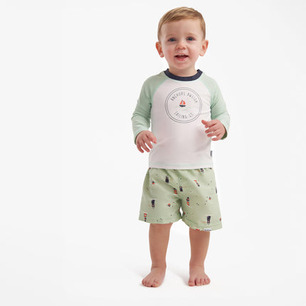 2-Piece Baby & Toddler Boys Later Gator Rash Guard & Swim Trunks Set, Blue Sailboat, 5T