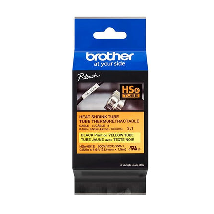 Brother HSe651E 21mm (0.82in) Black on Yellow 3:1 