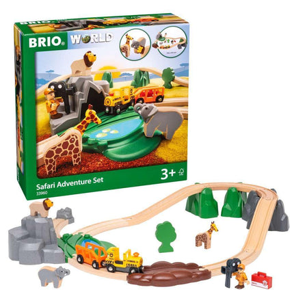 BRIO World Safari Adventure Train Set for Kids Age 3 Years Up - Wooden Railway Expansions and Accessories