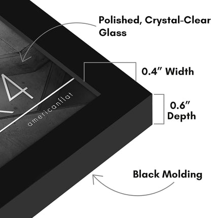 Americanflat 3x4 Picture Frame with Polished Crystal-Clear Glass - Streamline Collection - Thin Border Photo Frame for Tabletop Display - Easel Stand Included - Black