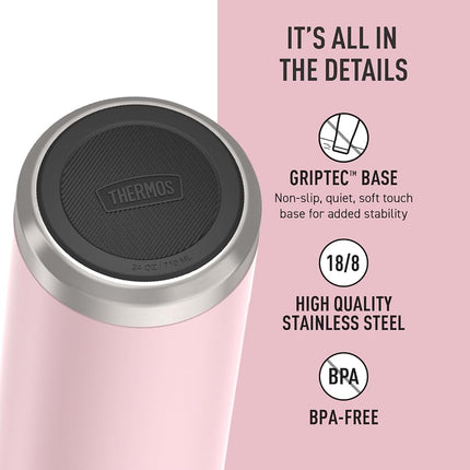 Thermos ICON Series by Stainless Steel Water Bottle with Spout 24 Ounce, Sunset Pink