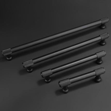 BUKOBYHE 10 Pack 5Inch(128mm) Matte Black Kitchen Cabinet Handles Knurled Cabinet Pulls Black Drawer Pulls Kitchen Hardware