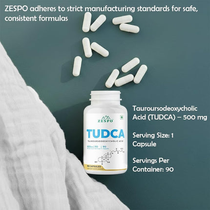 Zespo TUDCA Supplement 500mg – 90 Capsules Premium Quality Tauroursodeoxycholic Acid Formula