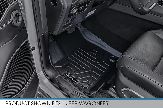 SMARTLINER All Weather Custom Fit Black 3 Row Car Mats Floor Mat Liner Set Compatible with 2022-2023 Jeep Wagoneer Grand Wagoneer (7 Passenger Model)