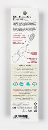 RADIUS Toothbrush Big Brush with Replaceable Head, Left Hand, Soft in Coral Sparkle, BPA Free and ADA Accepted, Designed to Improve Gum Health and Reduce The Risk of Gum Disease