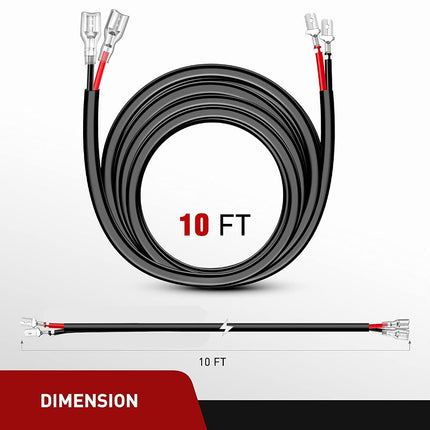 Nilight 2PCS 16 AWG 10 Feet Wiring Harness Extension Kit for LED Work Light Bar Led Pods Off Road Lights Driving Fog Light Boat Lighting