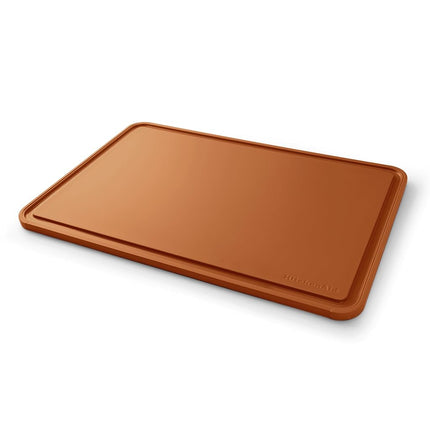 KitchenAid Classic Plastic Cutting Board with Perimeter Trench and Non Slip Edges, Dishwasher Safe, 12 x 18 inch, Scorched Orange
