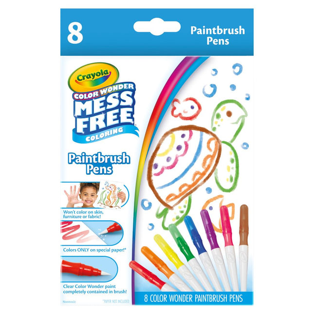 Crayola Color Wonder Paintbrush Pens, juego de pintura sin desorden para niños, recambio de 8 unidades, 3+