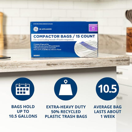 GE WX60X1 Genuine OEM Universal Trash Compactor Bags for GE Trash Compactors