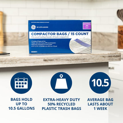 Bolsas de compactador de basura universales originales OEM GE WX60X1 para compactadores de basura GE