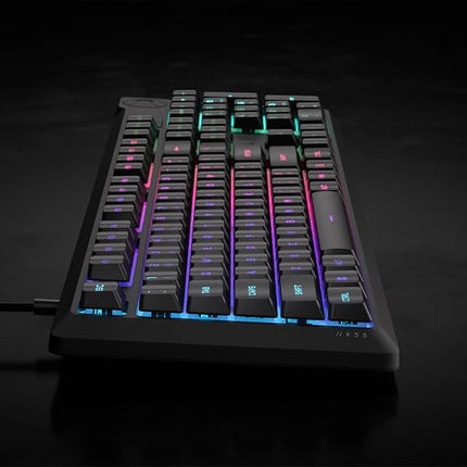 Corsair K55 CORE RGB Membrane Wired Gaming Keyboard � Quiet, Responsive Switches � Spill Proof � RGB with Ten Zones � Media Keys � iCUE Compatible � QWERTY NA � PC, Mac � Black