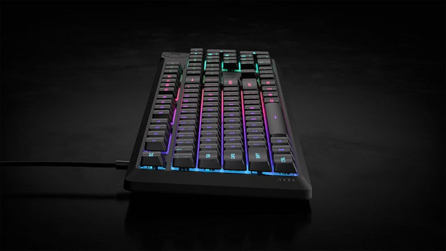 Corsair K55 CORE RGB Membrane Wired Gaming Keyboard � Quiet, Responsive Switches � Spill Proof � RGB with Ten Zones � Media Keys � iCUE Compatible � QWERTY NA � PC, Mac � Black