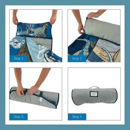 Alfombra para siesta para niños pequeños de Jurassic World de 24"(An) x 45"(L) con almohada y manta, perfecta para preescolar, guardería y viajes (producto 100% oficial con licencia)