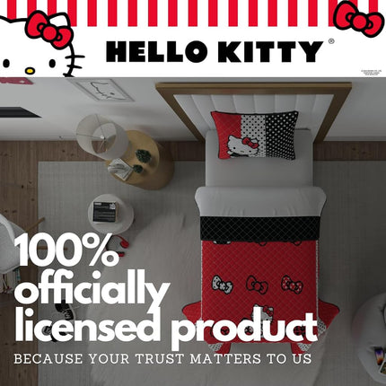 Franco Sanrio Hello Kitty Kids Bedding Super Soft Cozy 2 Piece Twin Coverlet Quilt and Sham Set, (Officially Licensed Product)