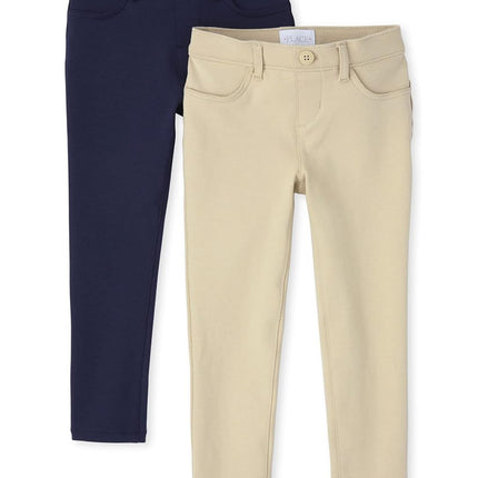 The Children's Place Jeggings de punto Ponte uniformes para niñas, paquete de 2, varios colores, talla 16