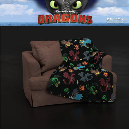 Franco How to Train Your Dragon Toothless Kids Bedding Super Soft Plush Cozy Throw, 46 in x 60 in, (Officially Licensed Product)