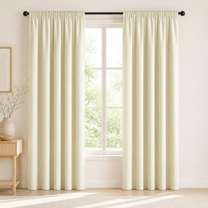 Deconovo Short Blackout Curtains Panels for Bathroom/Kitchen - Thermal Insulated Rod Pocket Room Darkening Drapes, Noise-Reducing Curtains, 52W x 24L Inch, Taupe, 2 Panels