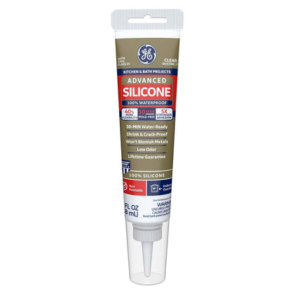 GE GE284 Silicone 2+ Kitchen and Bath Caulk 2.8 oz
