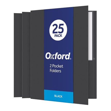 Oxford Twin Pocket Folders, Letter Size, Black, 25