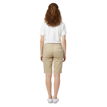 French Toast Women's Adjustable Waist Stretch Twill Bermuda Short, Khaki Beige, 8