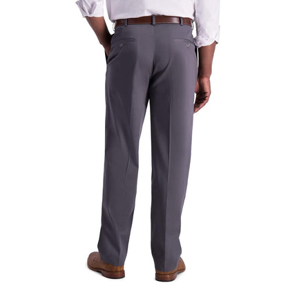 Haggar Men's Iron Free Premium Khaki Classic Fit Pleat Front Pant - Regular and Big & Tall Sizes, Dark Gris, 42W x 29L