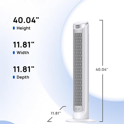 Dreo Tower Fans for Bedroom, 90� Oscillating Fans for indoors, 4 Modes 5 Speeds Max 26ft/s, 12H Timer, LED Display with Touch, Remote, 40" Quiet Bladeless Standing Floor Fan for Home Office, White