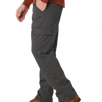 Wrangler Authentics Men's Fleece Lined Cargo Pant, Anthracite Twill, 42W x 30L