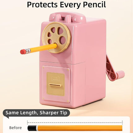 ZMOL Manual Hand Crank Pencil Sharpener - Heavy Duty Desktop Pencil Sharpener for Colored Pencils, Children's Classroom & Professional Use