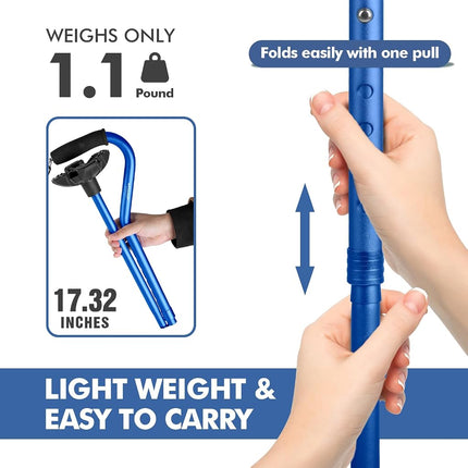 GPTCAMP G1 Walking Stick, Walking Cane for Women & Men with Wrist Strap, Lightweight & Sturdy Offset EVA Handle, Large Quad Base, Self Standing for Seniors and People with Injuries & Recovery