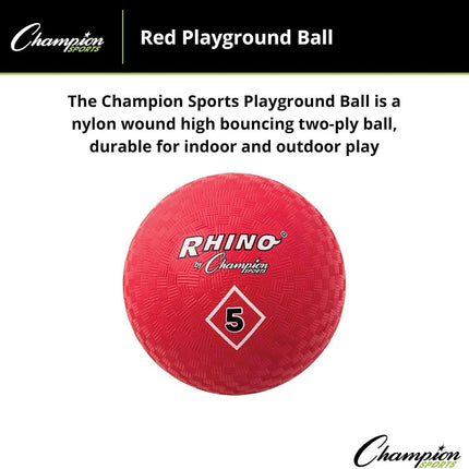 Champion Sports 5 Inch Playground Ball – Durable 2-Ply Kickball with Textured Grip - Red