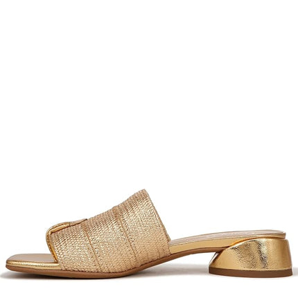 Franco Sarto Womens Loran Slide Sandal Gold Stretc