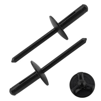 ALLCLEAN 3/16" x 5/8" Tri-Fold Large Head Rivets Assortment - 100Pcs,Black Tri-fold Exploding Pop Rivets Solid Aluminum Tri Grip Rivets Bulb Style Rivets for Kayak Marine Boat