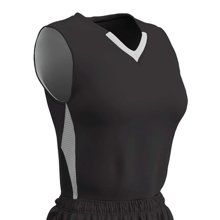 Maillot de basketball réversible en polyester CHAMPRO Post Up, noir, blanc