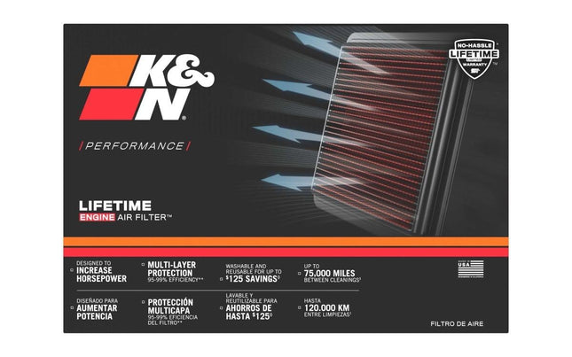K&N Engine Air Filter: Reusable, Clean Every 75,000 Miles, Washable, Premium, Replacement Car Air Filter: Compatible with 2019-2021 FORD (Puma, Puma II, Fiesta VII), 33-3159